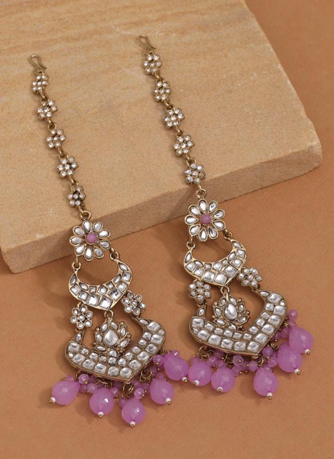     Purple Party Wear Crystal Earrings KDE918LPRP